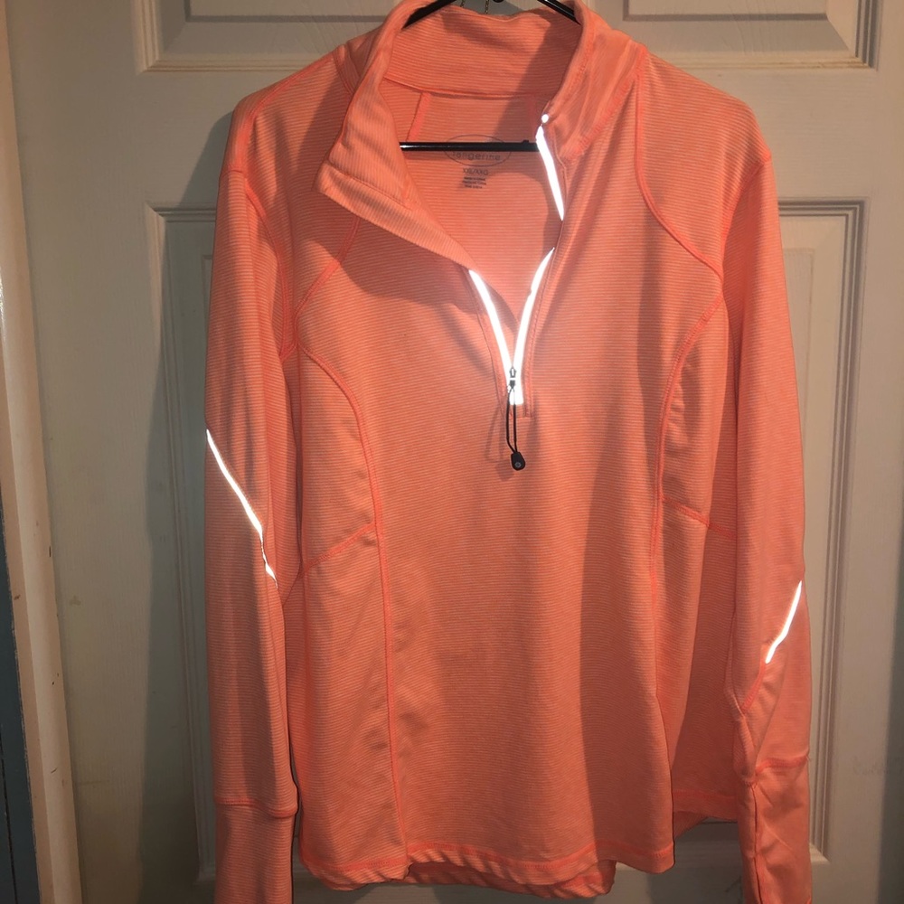 Tangerine XXL pullover sweatshirt/jacket w/ reflective trim, orange/peachy color